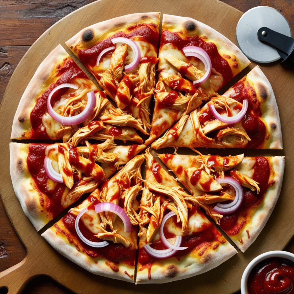Image of a delicious, healthy dish : BBQ Chicken Pizza, inspired by Pizza Hut's BBQ Chicken Pizza.