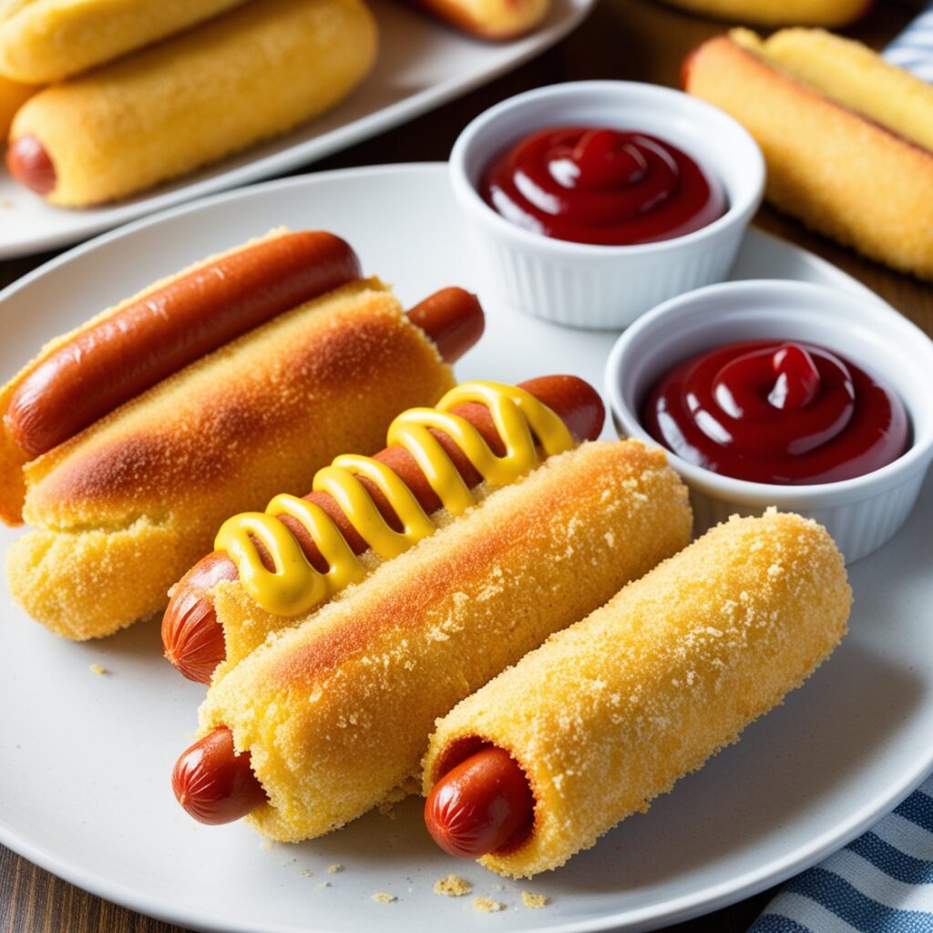 A vibrant and appetizing image of a Homemade Corn Dogs inspired by Sonic Drive-In's Corn Dogs.