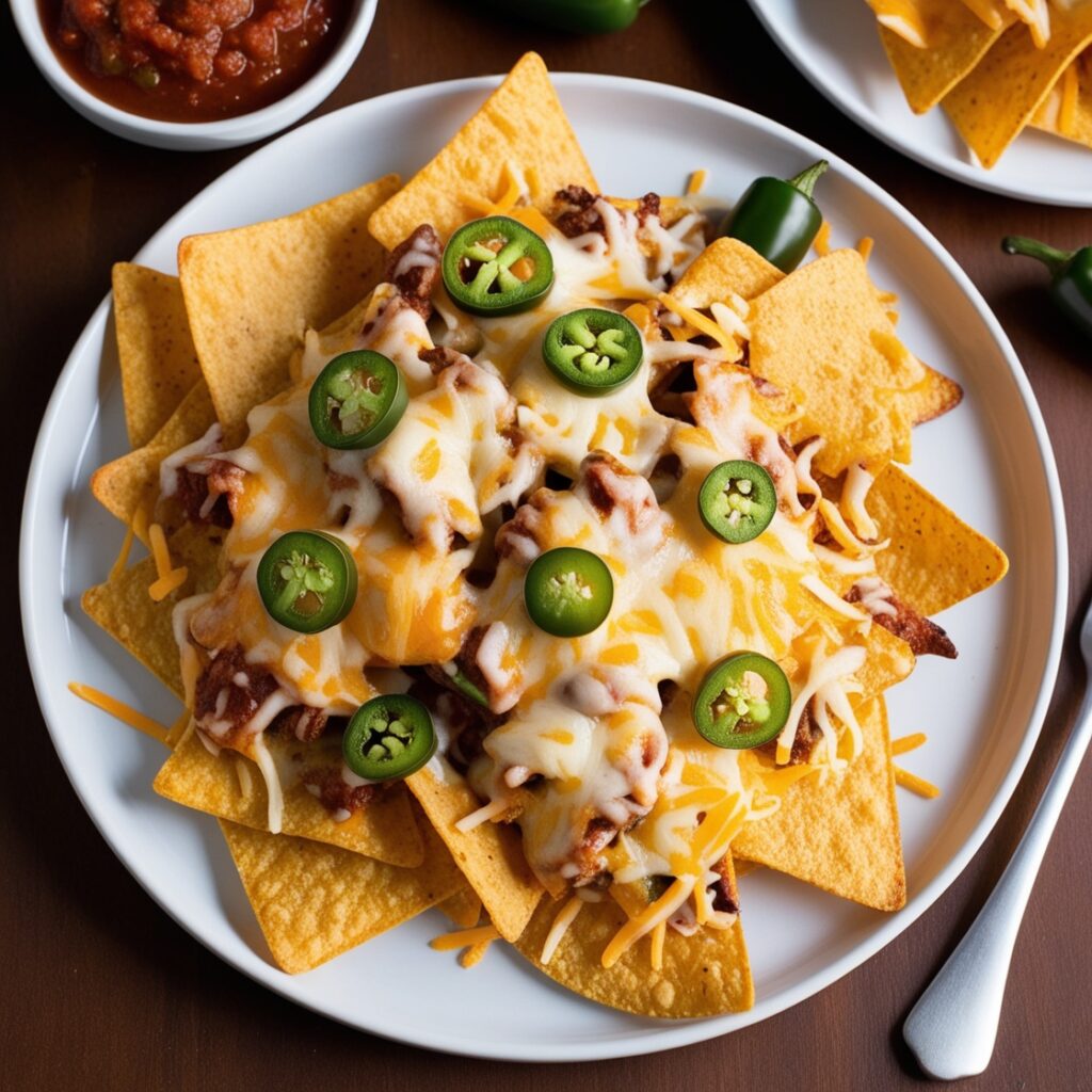Appetizing image of homemade Cheesy Nachos, inspired by Taco Bell’s Nacho Supreme.