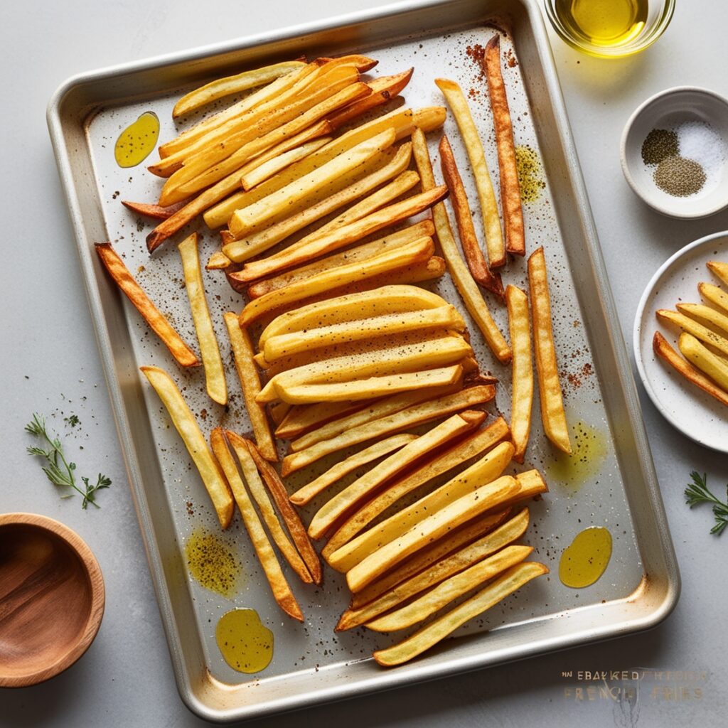 A vibrant and appetizing image of homemade fast food: Baked French Fries, Inspired by McDonald's French Fries