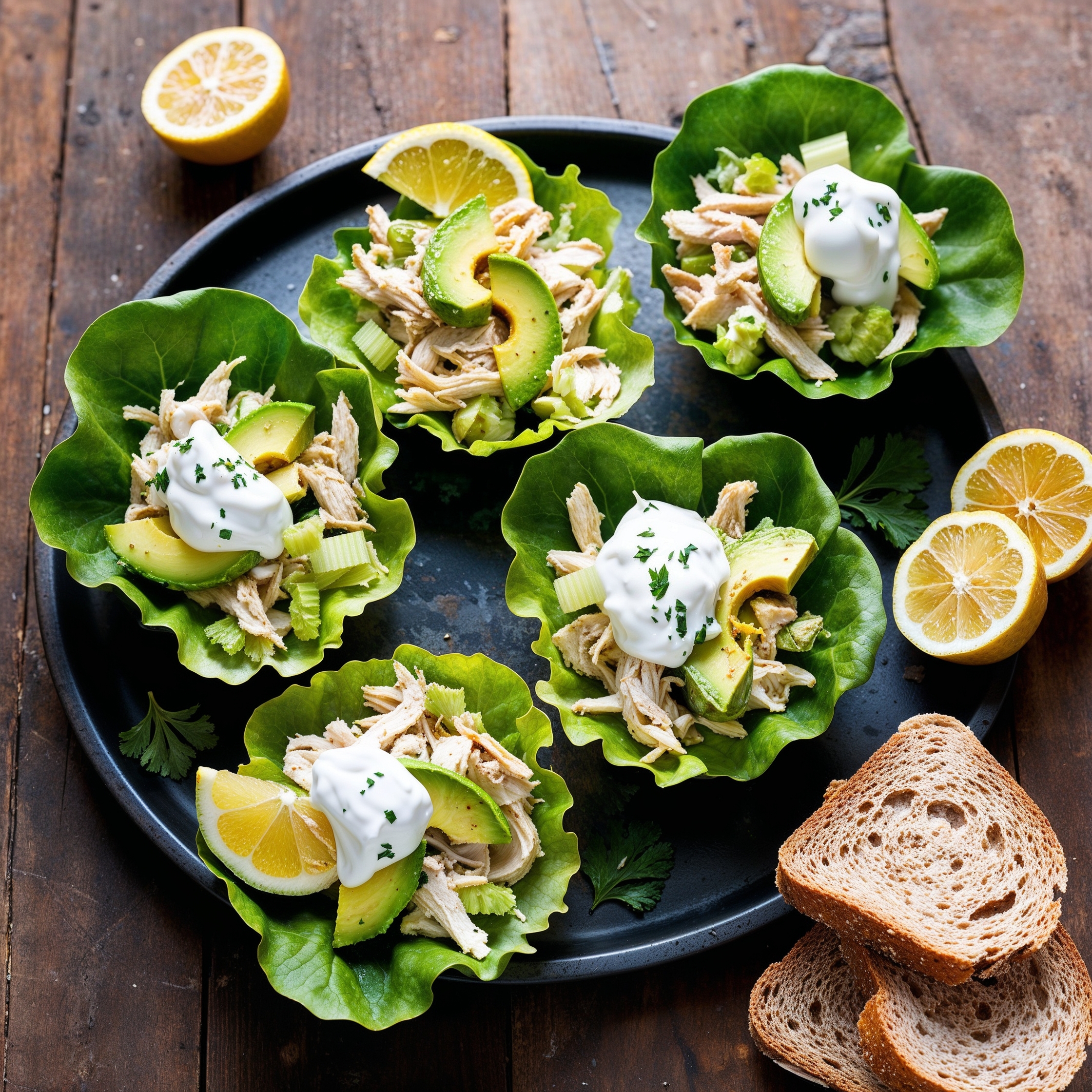 A refreshing Avocado Chicken Salad with shredded chicken, avocado, celery, and Greek yogurt, served in lettuce cups, packed with immune-boosting ingredients for kids.