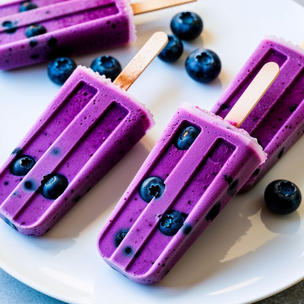 Enjoy these delicious Homemade Popsicles made with blueberries and yogurt, perfect for a healthy and refreshing treat!
