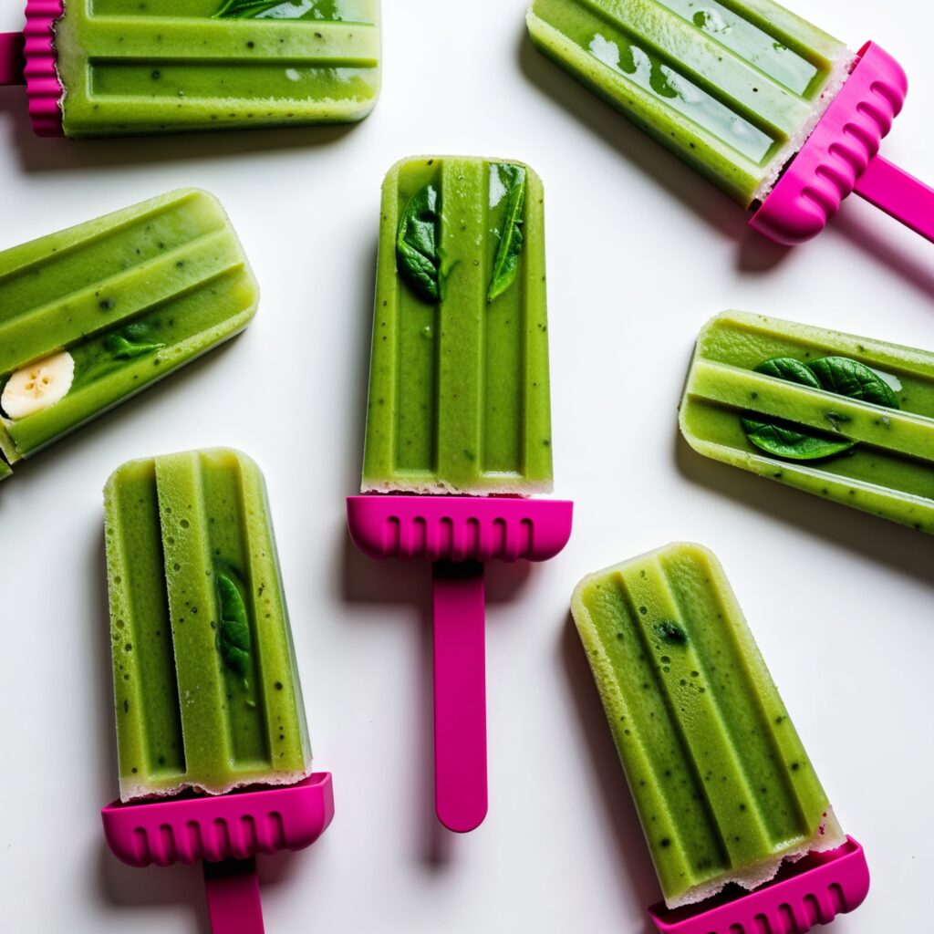 Enjoy these homemade popsicles packed with spinach and banana for a nutritious and delicious treat!
