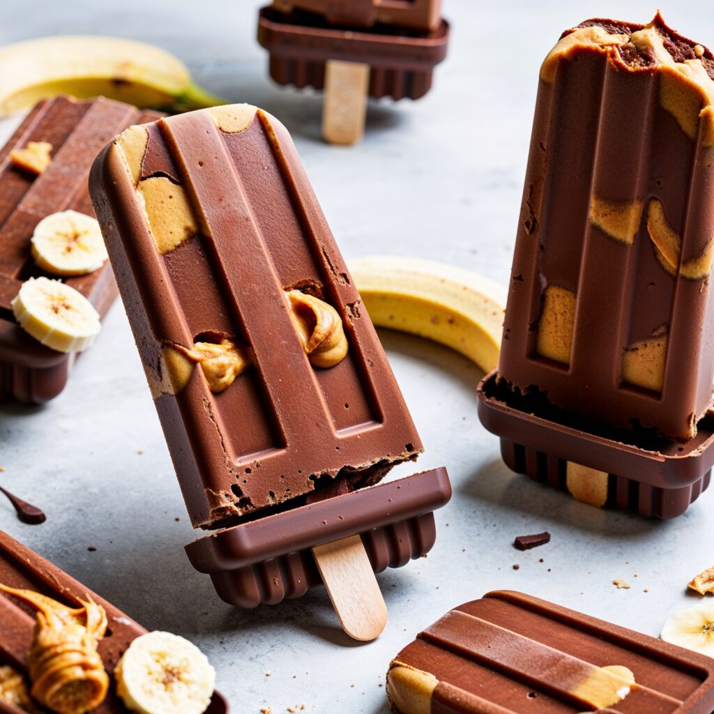 Enjoy these homemade popsicles featuring a delicious blend of chocolate, peanut butter, and banana for a creamy, satisfying treat!