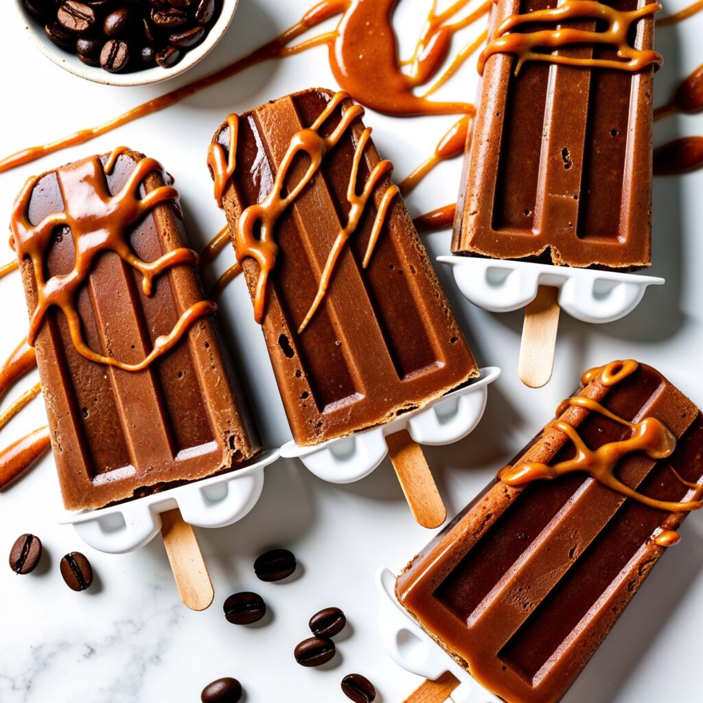 Indulgent coffee treats swirled with caramel, perfect for a refreshing caffeine fix!