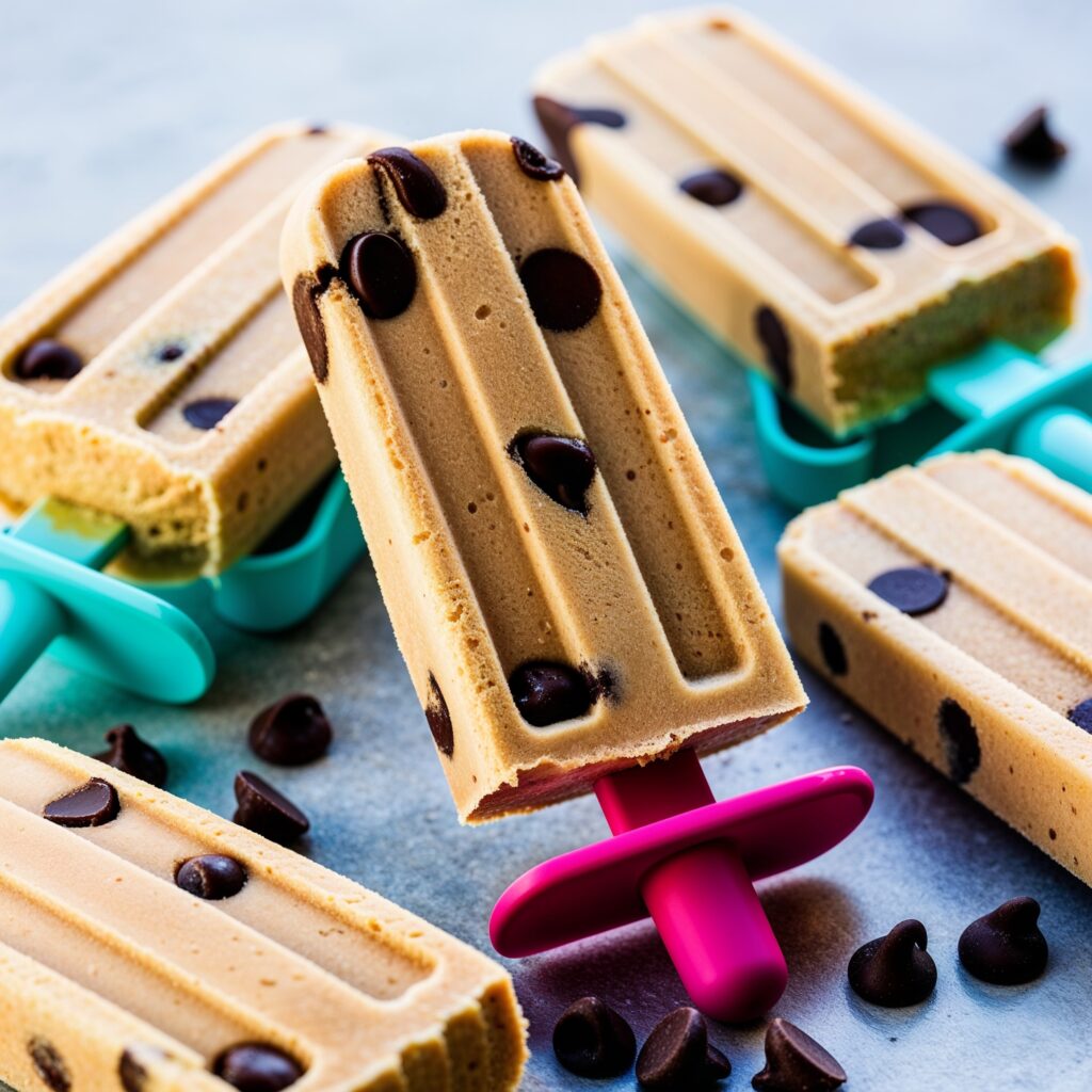 Creamy peanut butter popsicles packed with rich chocolate chips, perfect for a delightful treat!