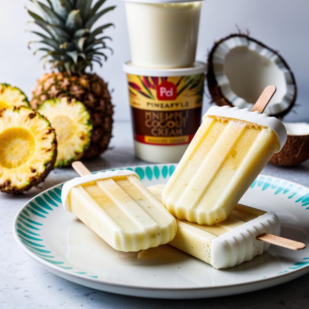 Creamy tropical popsicles made with pineapple and coconut for a refreshing treat!