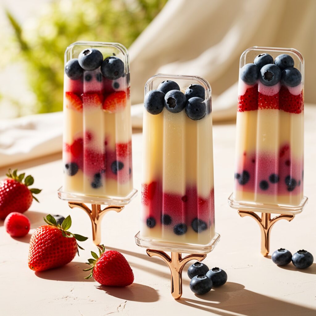 Creamy vanilla yogurt layered with fresh mixed berries, creating a deliciously refreshing treat!