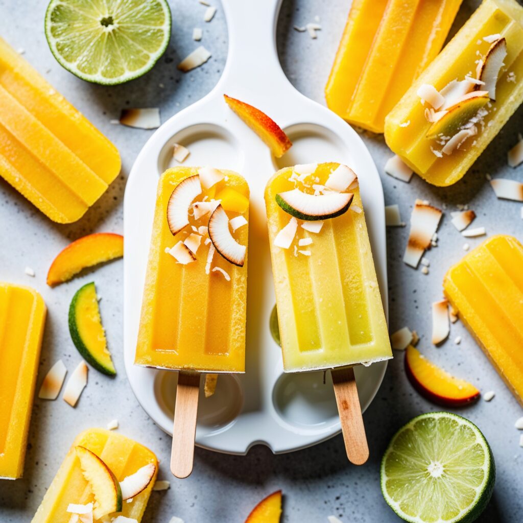 Delight in the tropical flavors of mango and coconut for a refreshing treat!