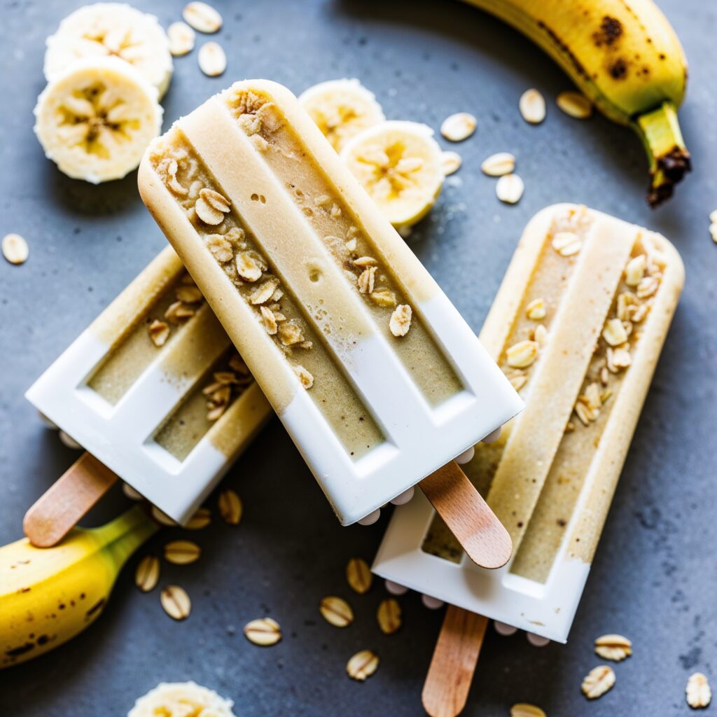 Enjoy these wholesome Homemade Ice Pops, made with bananas and oatmeal for a nutritious and delicious treat!
