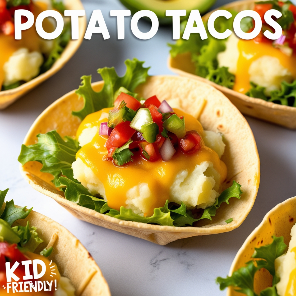 Fun and tasty potato tacos filled with mashed potatoes and colorful toppings