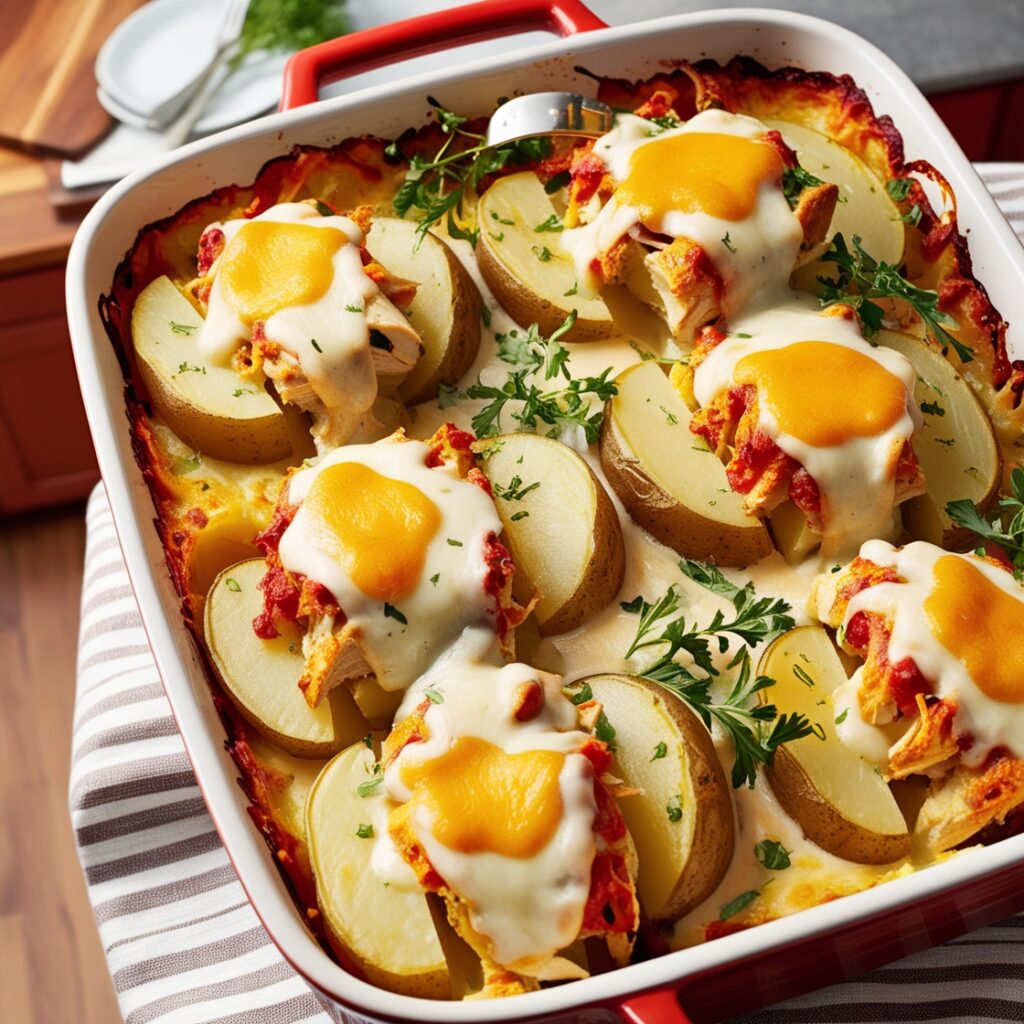 Potatoes for Kids:: A delicious Potato and Chicken Bake, a fun and nutritious dish perfect for kids.