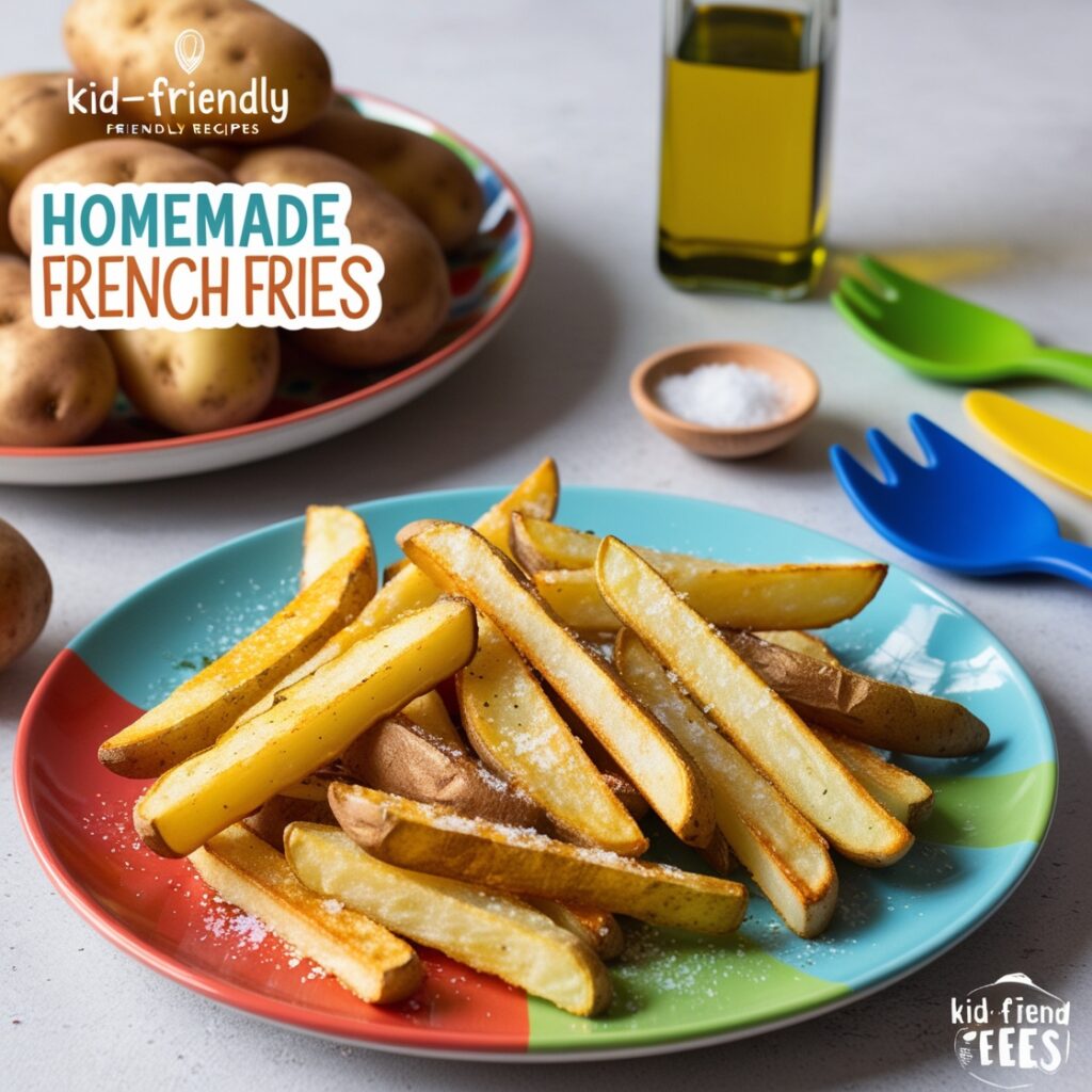 Homemade French Fries: Crispy potato wedges with olive oil and a dash of salt!