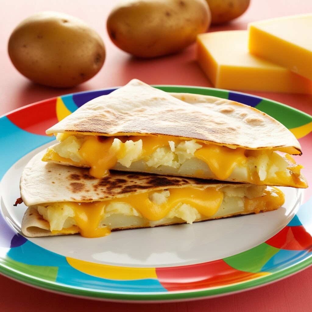 Potatoes for Kids: Tasty quesadilla made with mashed potatoes and melted cheese, perfect for little hands!
