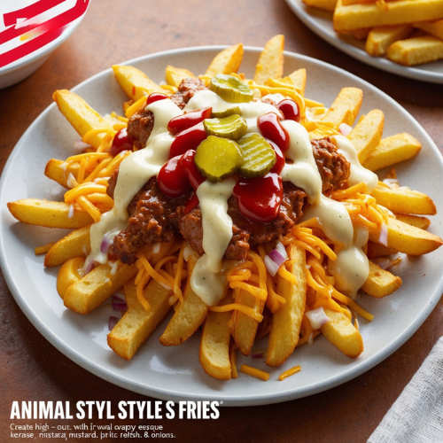 image of a delicious Homemade "In-N-Out Burger Animal Style Fries"