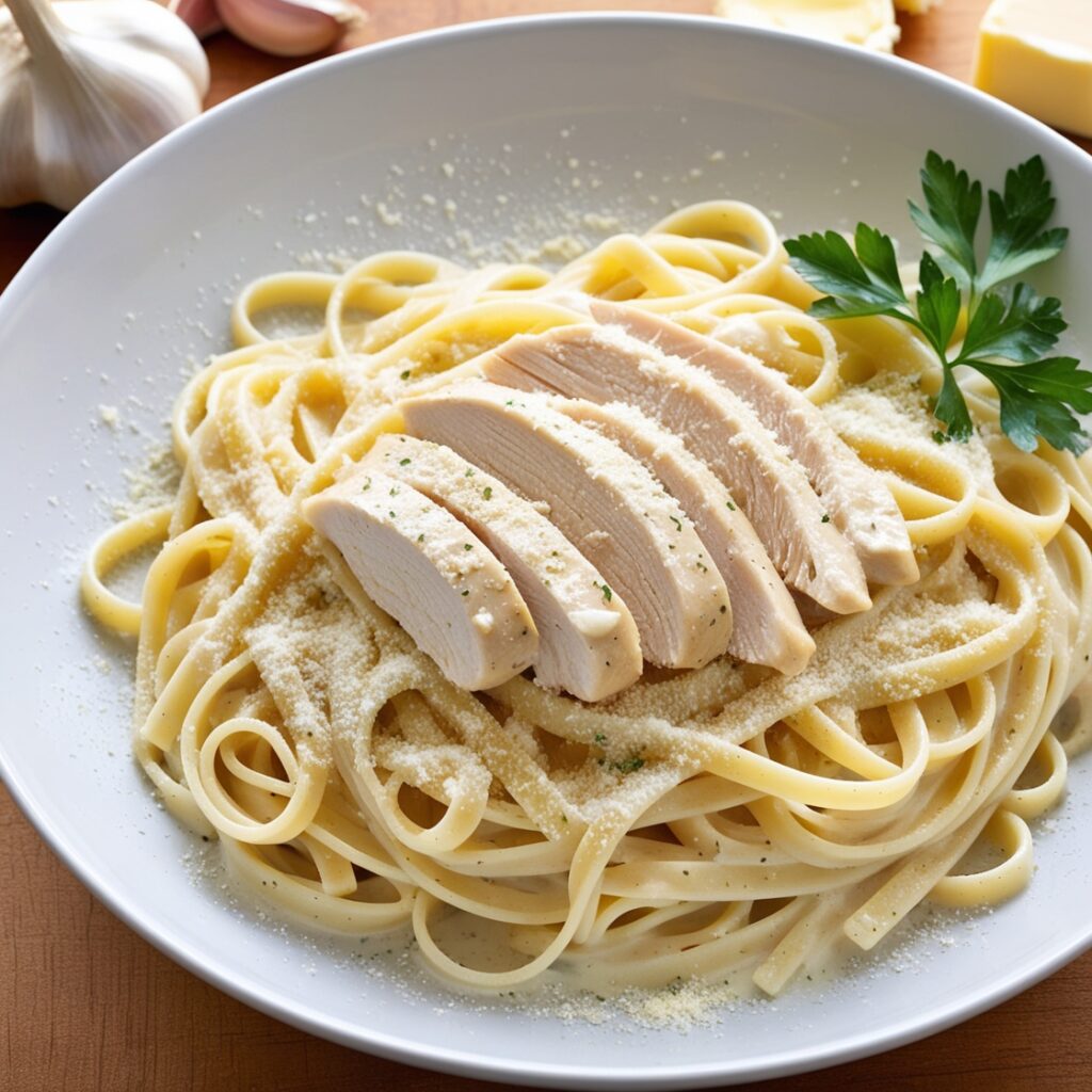 Secret Restaurant Copycat Recipes: a vibrant and appetizing image of homemade "Olive Garden’s Chicken Alfredo"