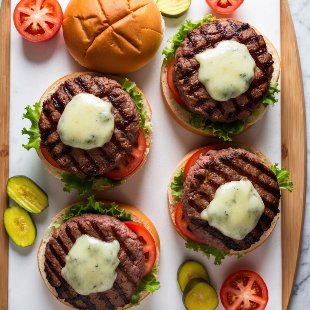 Appetizing image of homemade Fuddruckers’ Gourmet Burgers