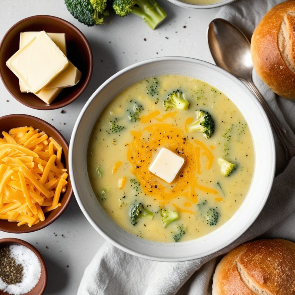 Image of a delicious, healthy homemade Panera Bread’s Broccoli Cheddar Soup