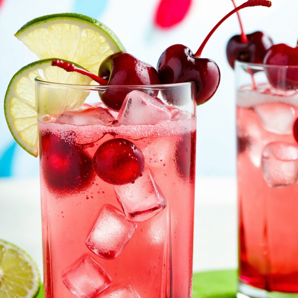 Secret Restaurant Copycat Recipes: a vibrant and appetizing image of homemade "Sonic Drive-In’s Cherry Limeade"