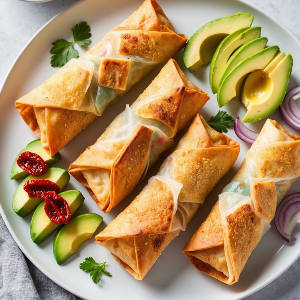 Secret Restaurant Copycat Recipes: a vibrant and appetizing image of homemade "Cheesecake Factory’s Avocado Eggrolls"