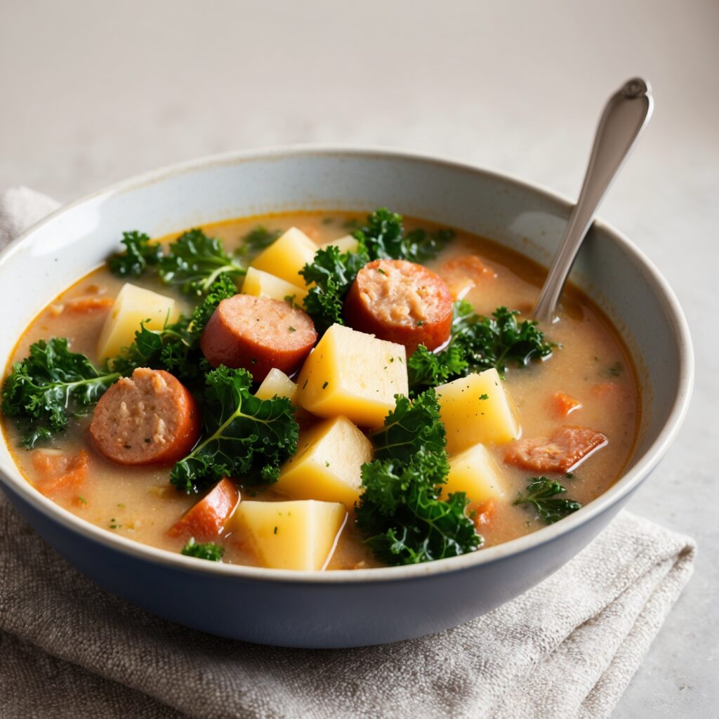 Secret Restaurant Copycat Recipes: Appetizing image of homemade "Olive Garden’s Zuppa Toscana"
