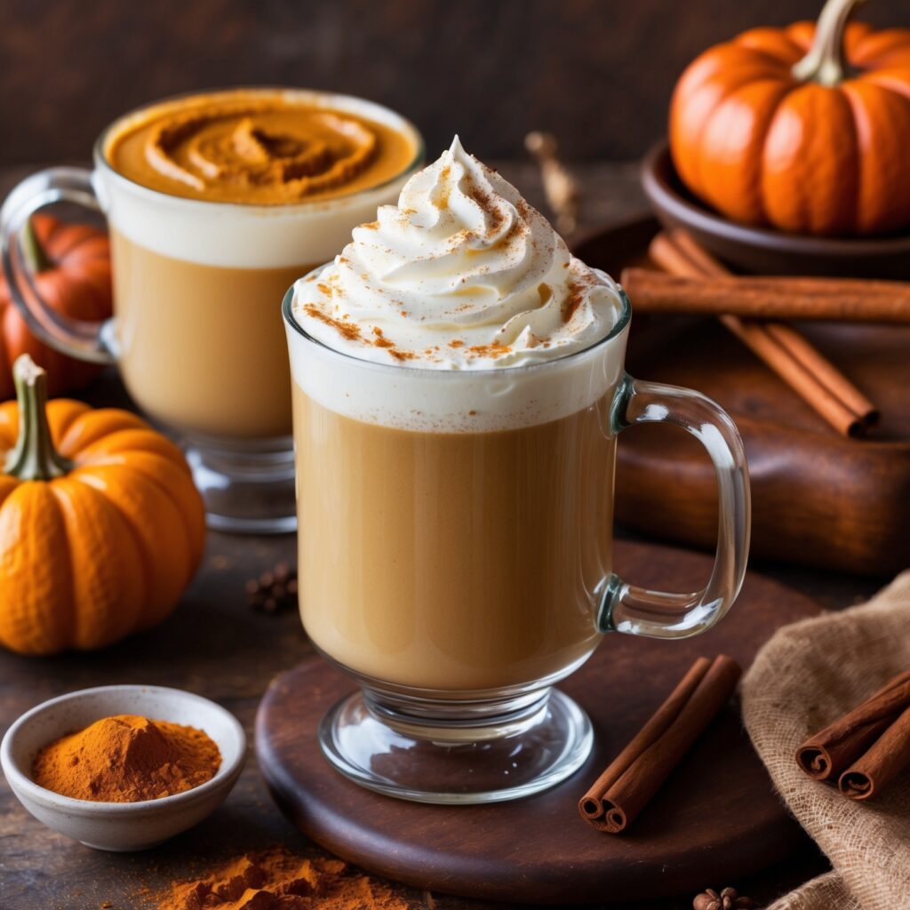 Vibrant and appetizing image of homemade "Starbucks Pumpkin Spice Latte"