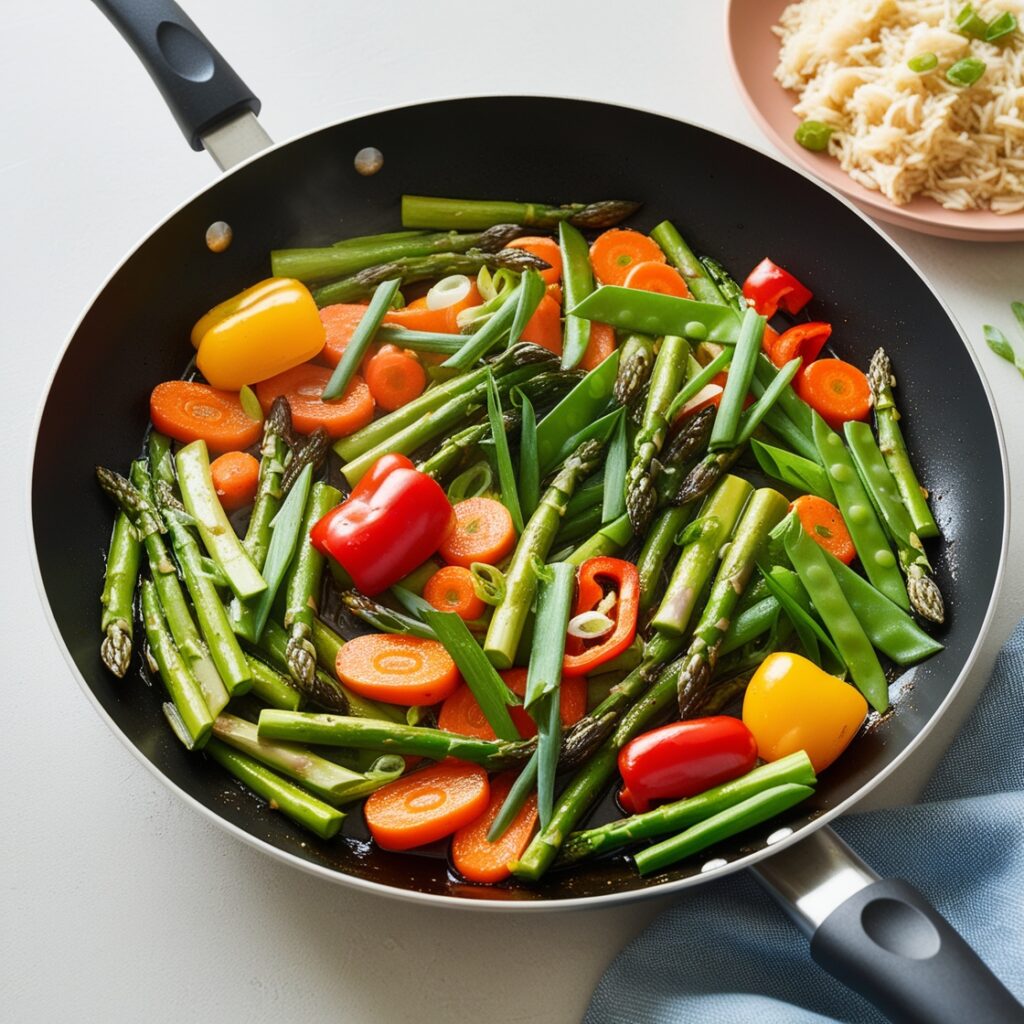 Spring Veggie Stir-Fry recipe that highlights the best local and seasonal food ingredients the season has to offer.