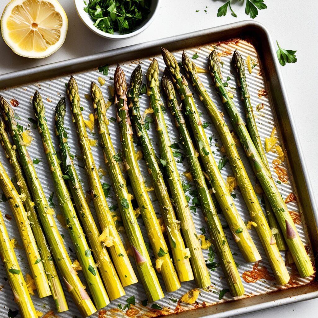 Spring Lemon Herb Roasted Asparagus recipe that highlights the best local and seasonal food ingredients the season has to offer.