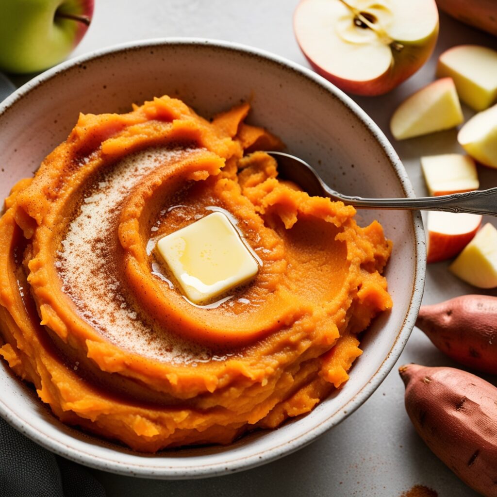 Fall Apple and Sweet Potato Mash recipe that highlights the best local and seasonal food ingredients the season has to offer.