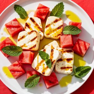 Grilled Halloumi with Watermelon and Mint