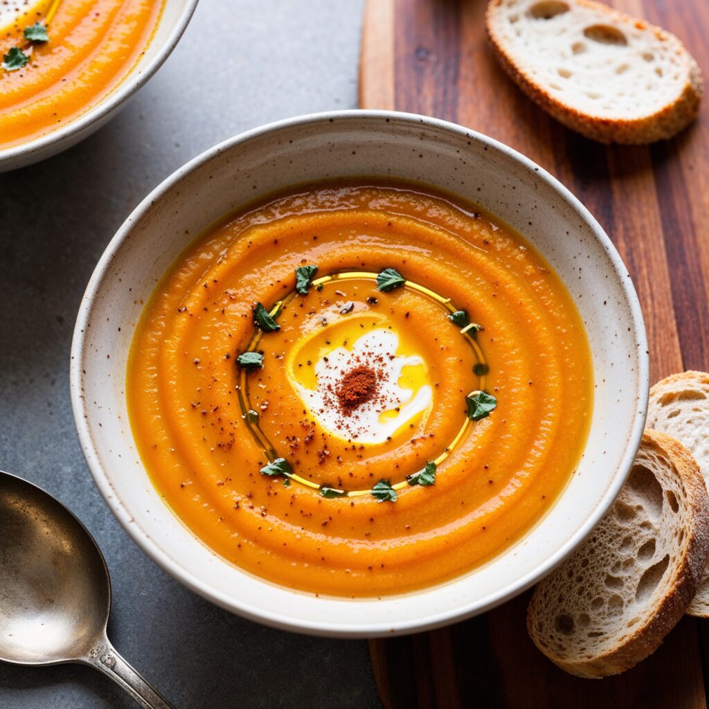Creamy Butternut Squash Soup, a delicious source of vitamins A and C, promoting the role of vitamins and minerals for kids.