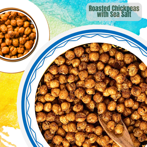 Crunchy roasted chickpeas sprinkled with sea salt, a delightful and nutritious snack option! #HealthySnacks #NutritiousEats #KiddieEats