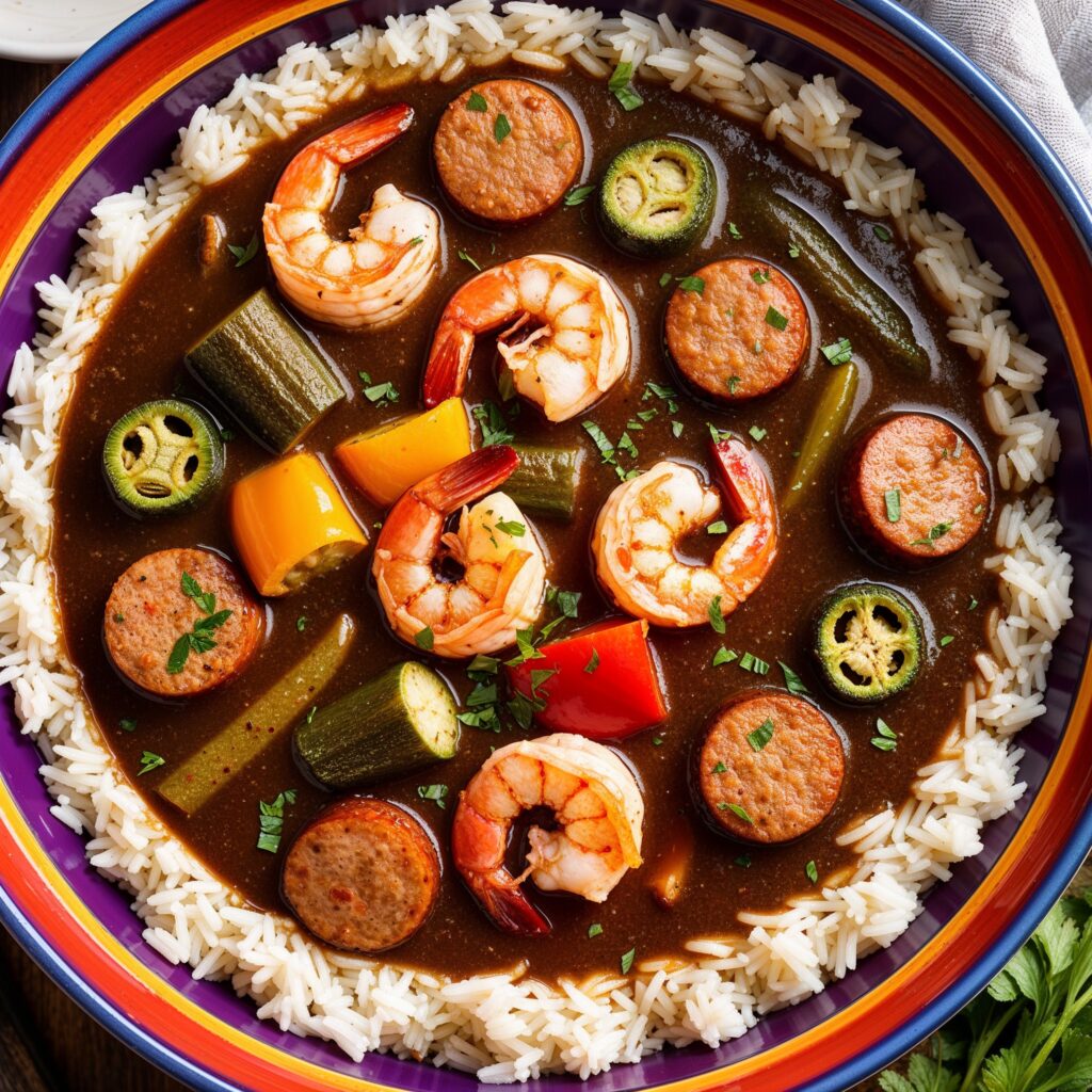 Exploring Global Cuisines: Savor the bold flavors of Louisiana Gumbo, a hearty blend of shrimp, sausage, and spices.