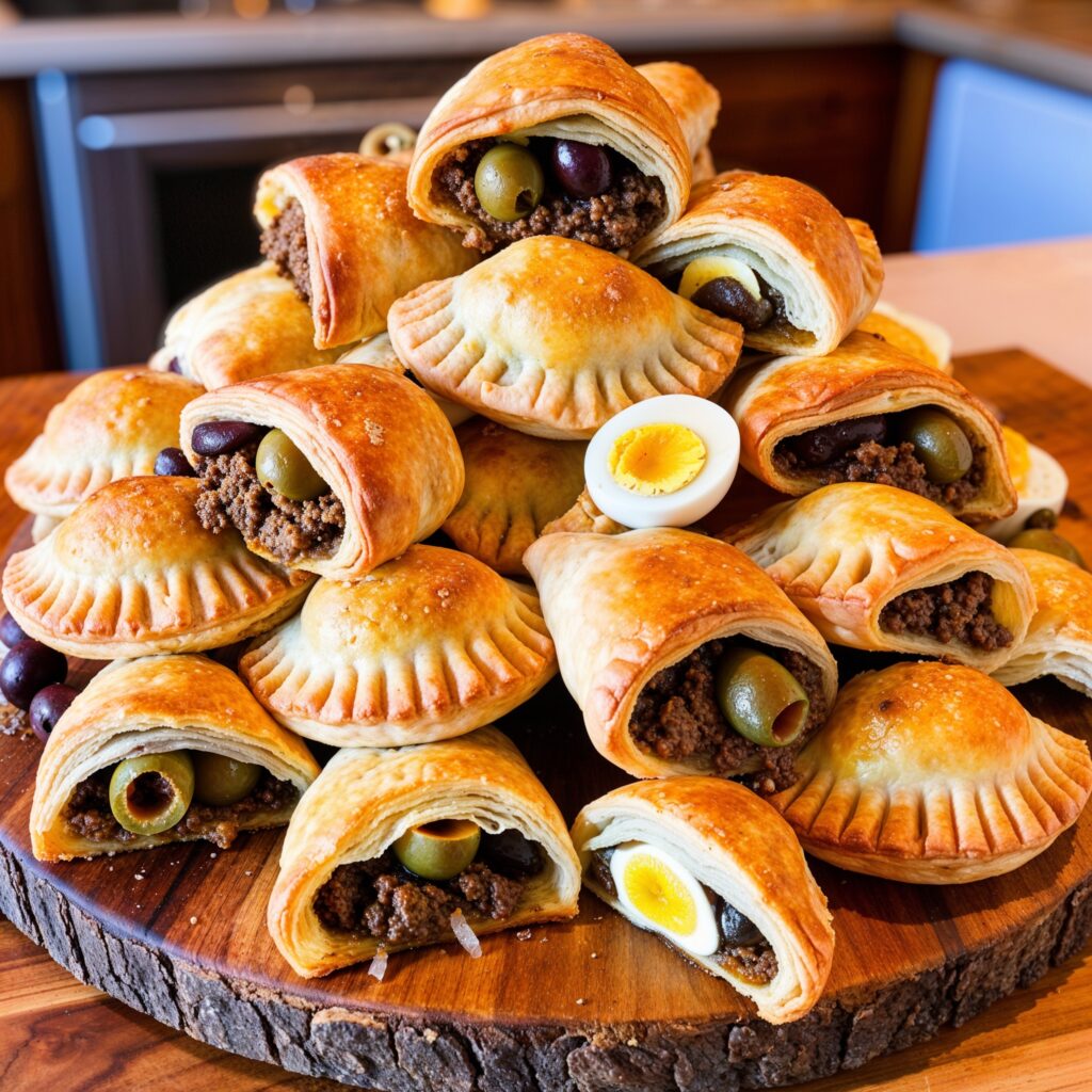 Savor the rich flavors of Argentine Empanadas, a delightful pastry filled with seasoned beef and spices.
