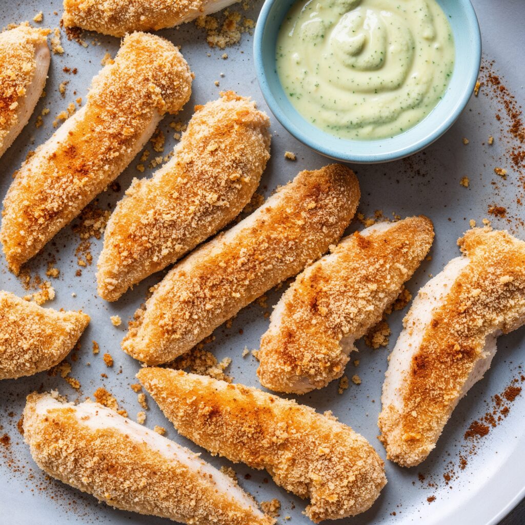 Baked chicken fingers—crispy and nutritious, a healthier choice to help prevent childhood obesity